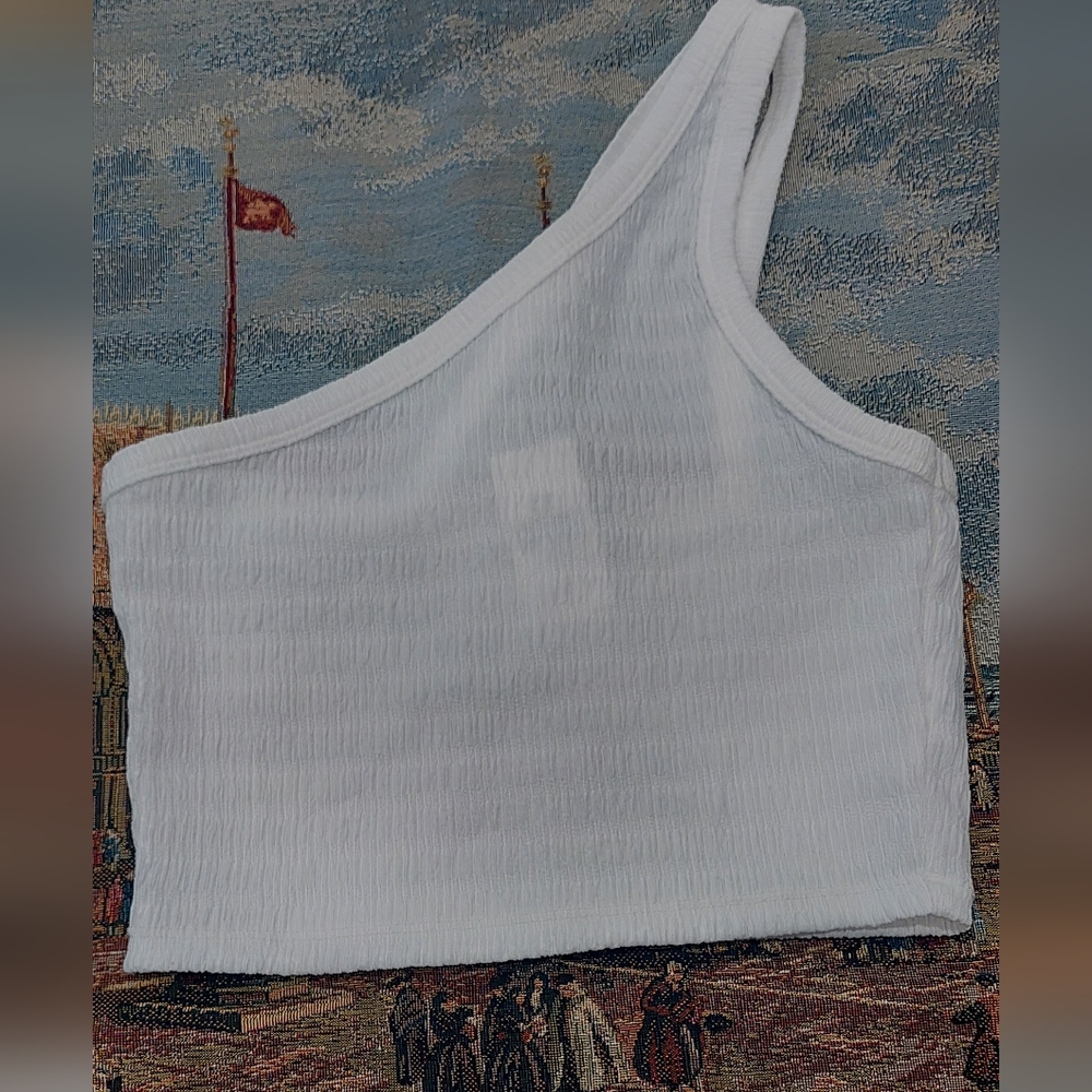 American Eagle Outfitters White Asymmetrical Tank Top